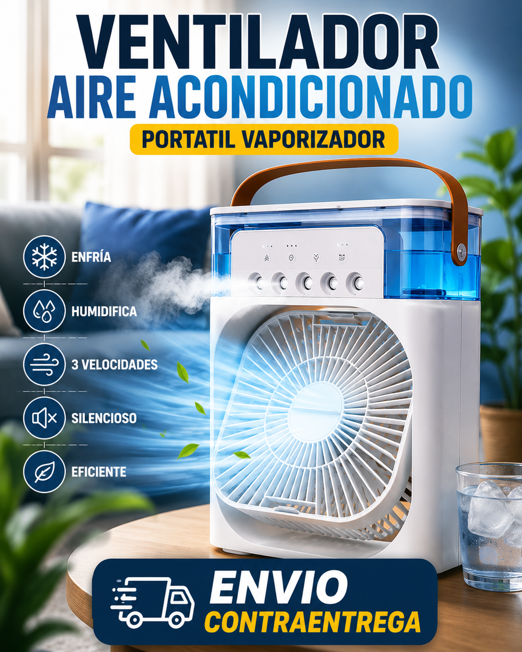 ❄️💨 Ventilador Aire Acondicionado Portátil Vaporizador | 🚚 Contra Entrega