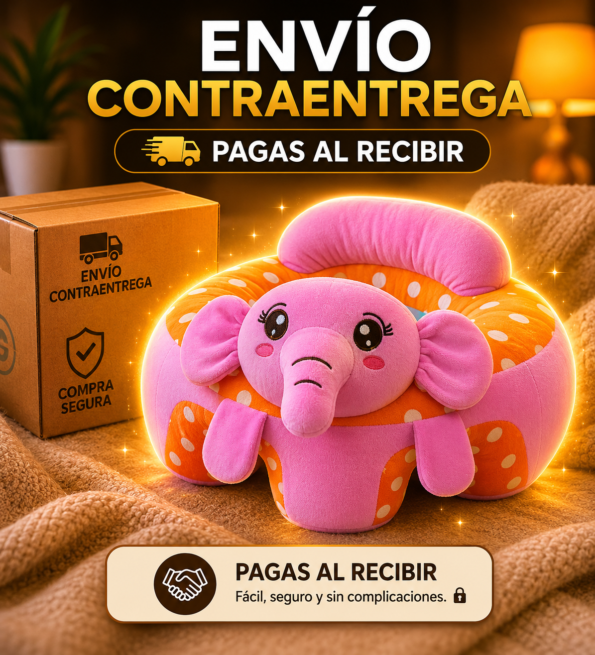 🐘✨ Asiento Acolchado para Bebé | diseño ergonómico y ligero l perro y elefante  💖👶
