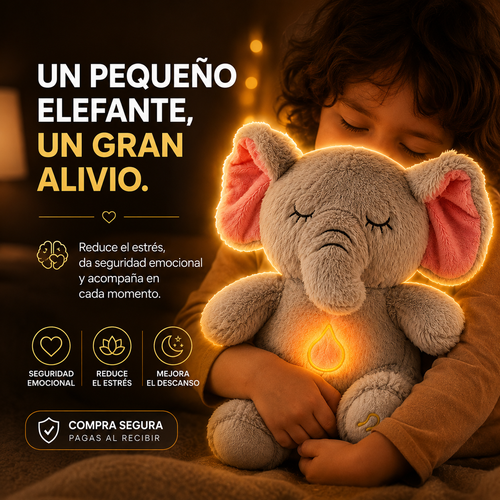 🐘✨ Peluche Elefante con Respiración y Sonido, Antiansiedad 💖🌙