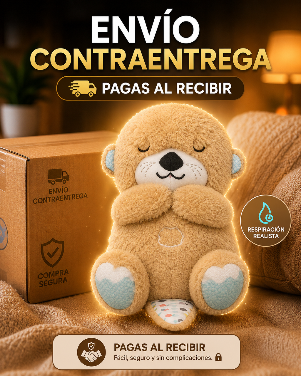 🦦✨ Peluche Nutria con Respiración y Sonido, Antiansiedad 💙🌙