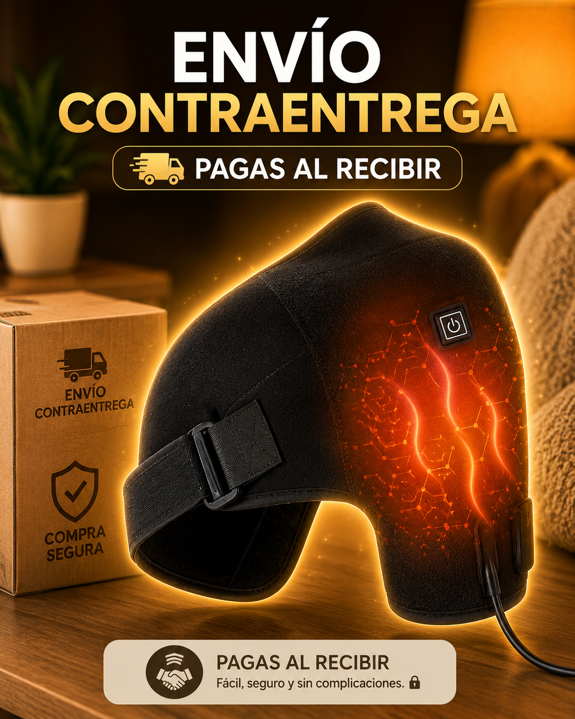 🔥 Hombrera Faja Térmica para hombre Electrica | 💆‍♂️ Alivio del Dolor de Hombro | ⚡ 3 Niveles de Calor | 🚚 Contra Entrega